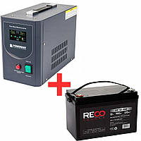 Комплект джерело аварійного живлення ДБЖ UPS POWERMAT 640W +Акумуляторна батарея AGM 12V 90Ah megaBAT 1шт.