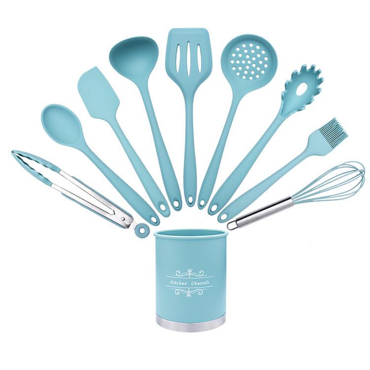 Набір силіконових кухонних інструментів з 10 предметів БЛАКИТНИЙ