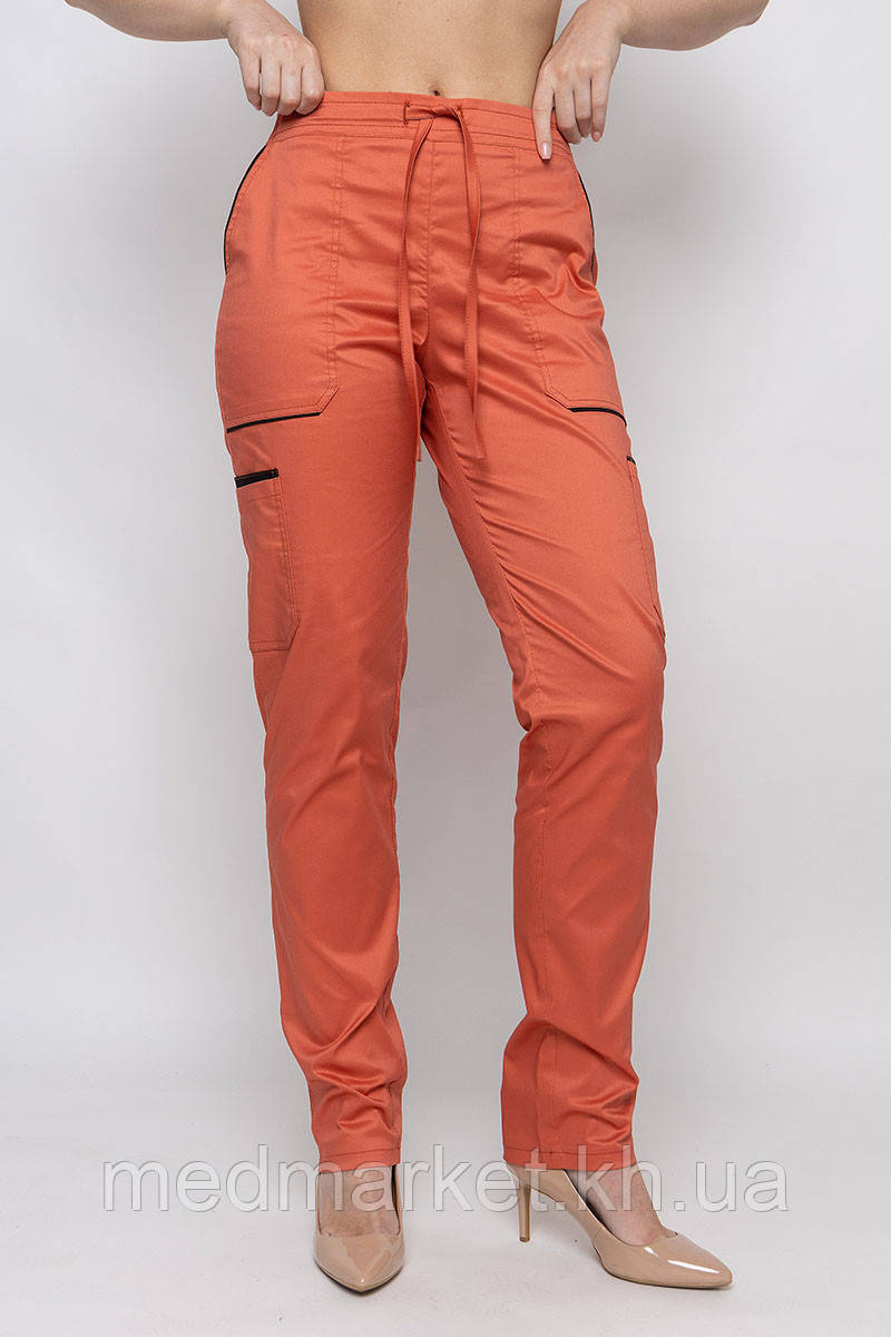 Брюки стрейч медичні Емелі, ткракот. Стрейч коттон, фото 1
