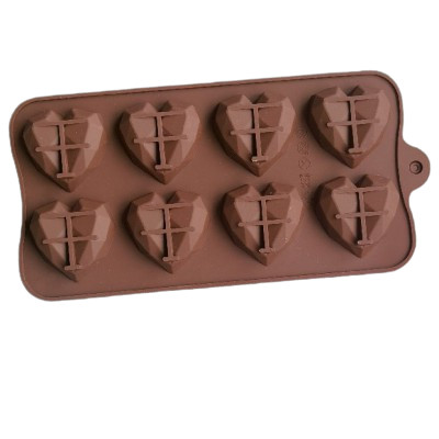 Форма силіконова Грановані серця міні 8 шт.