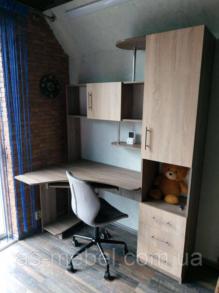 Стіл кутовий Оскар 3д трюфель + дуб сонома шафа з Права, фото 1