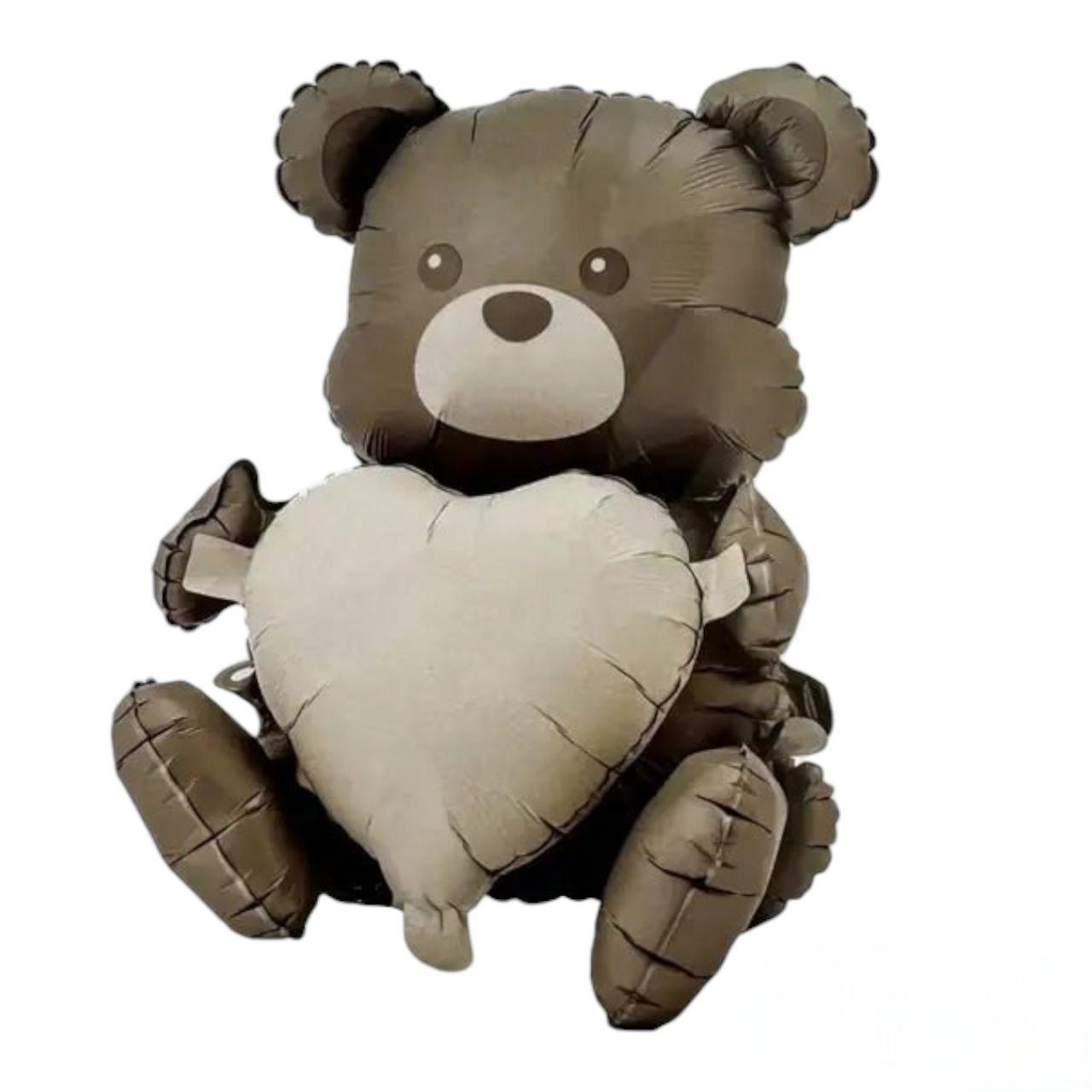 Фольгована повітряна куля Ведмедик з серцем, 65х39 см