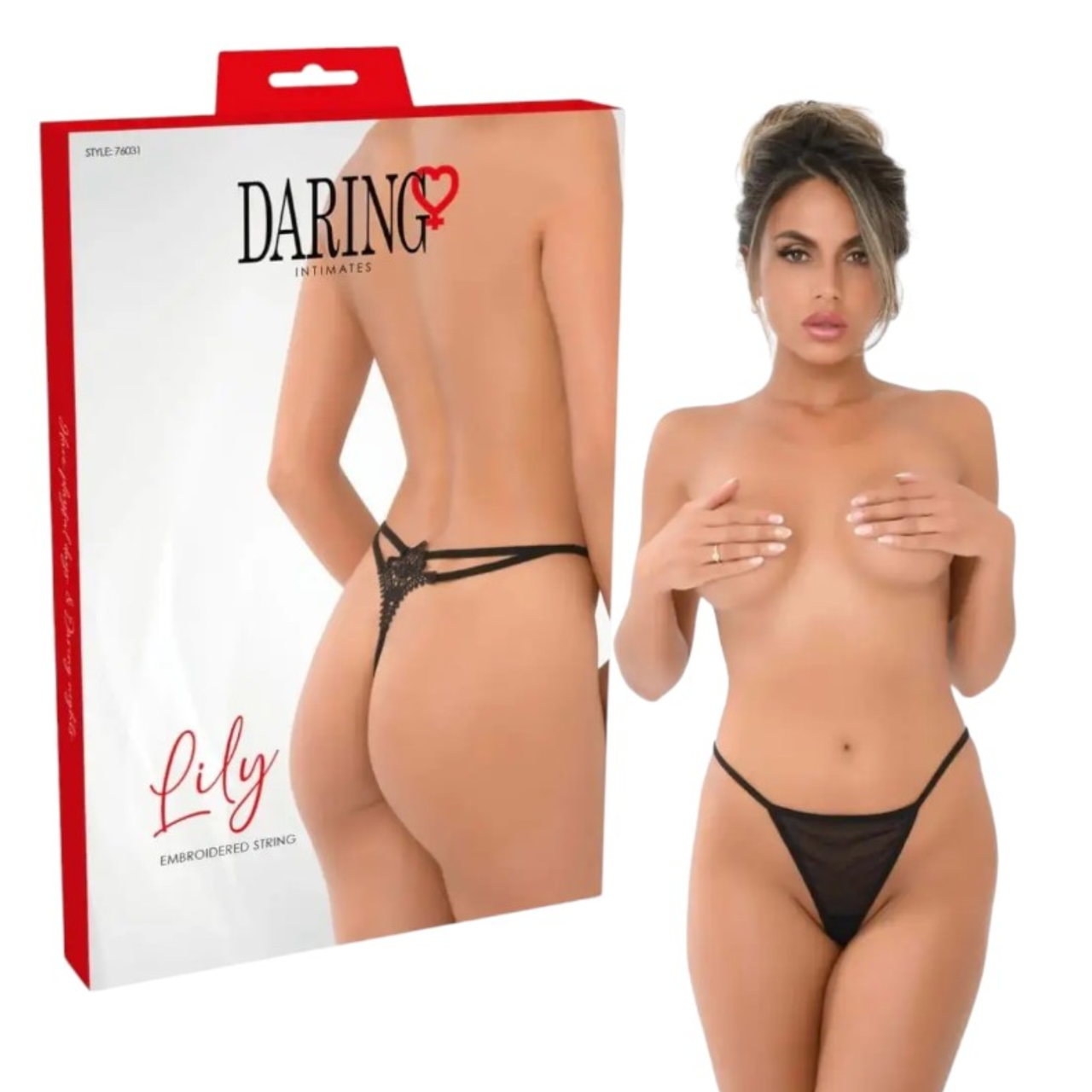 Трусики стрінги із сітки чорні "Lily" Daring Intimates (розмір S/M)