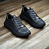 Чоловічі шкіряні кеди (натуральна шкіра) чорні демісезонні, кеди для чоловіків на весну осінь, розмір 40-45, фото 2