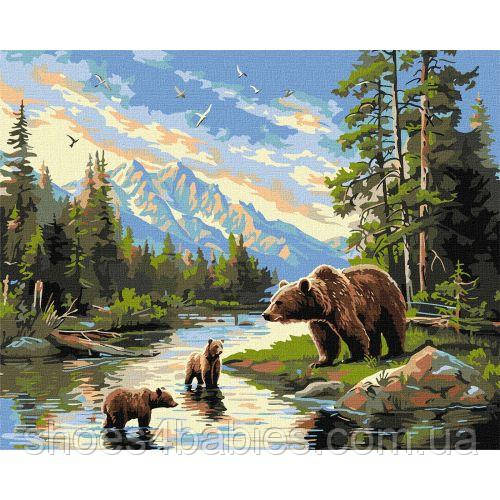 Картина за номерами "Ведмедиця та ведмежата" 40х50 см