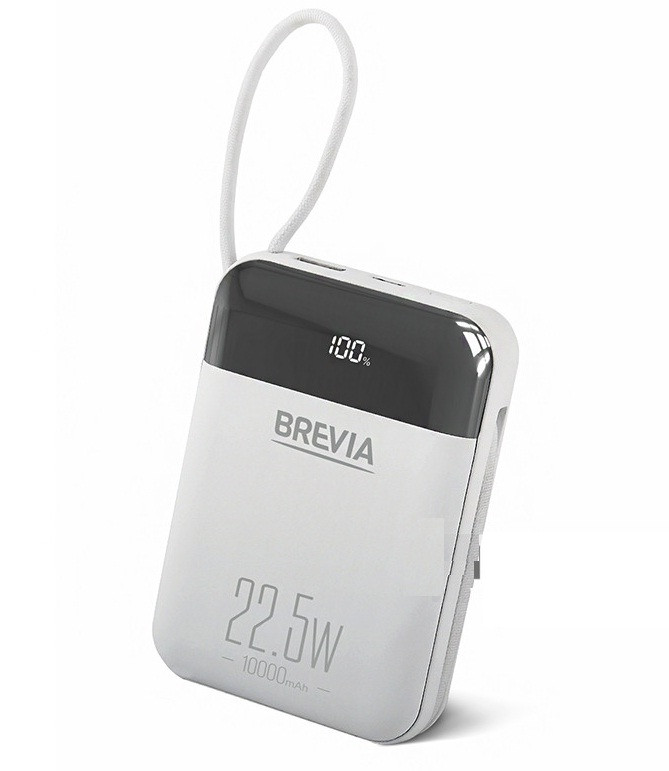 Повербанк Brevia 10000mAh 22.5W Type-C+Lightning Cable, Li-Pol, LCD Power Bank