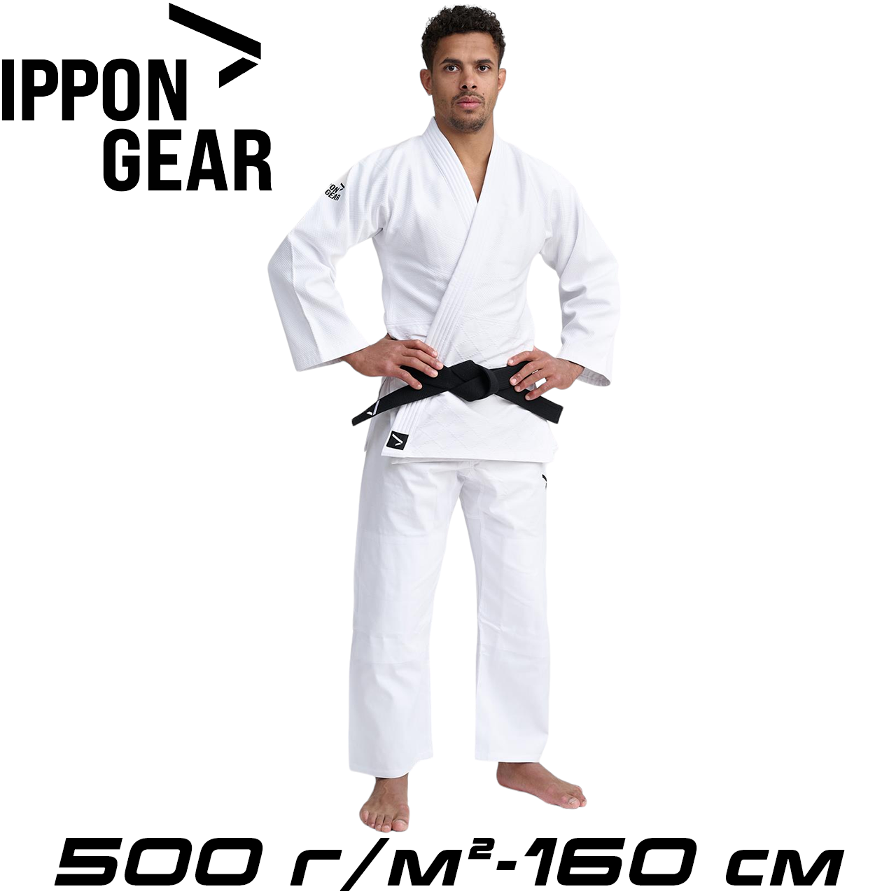 Кімоно для дзюдо біле для підлітків куртка штани унісекс Ippon Gear Basic 2 White 500 гр/м.кв. (160 см)