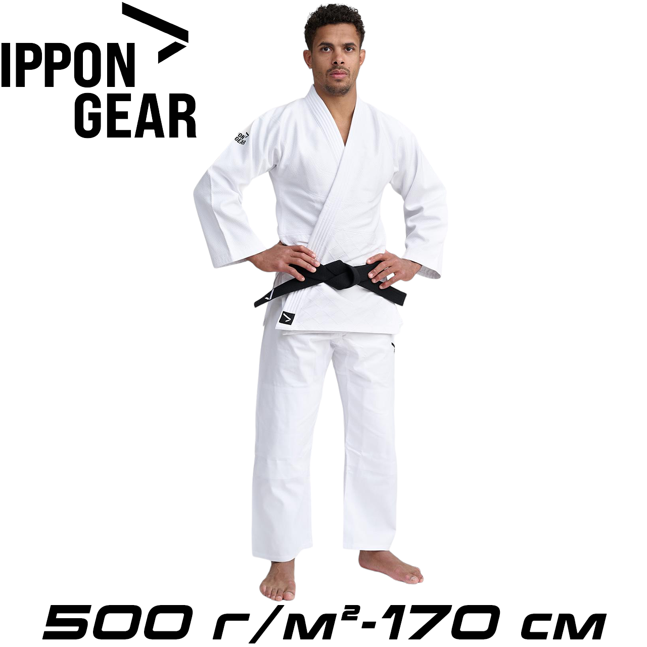 Кімоно для дзюдо біле для підлітків куртка штани унісекс Ippon Gear Basic 2 White 500 гр/м.кв. (170 см)