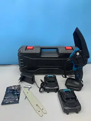 Безщіткова акумуляторна ланцюгова мініпила6 inch Electric SAW BLUE кейсом/2 акумулятора 4 А/год 8644 RTS YU227, фото 3