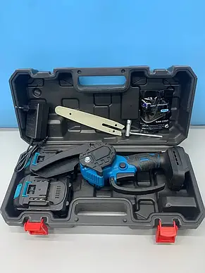 Безщіткова акумуляторна ланцюгова мініпила6 inch Electric SAW BLUE кейсом/2 акумулятора 4 А/год 8644 RTS YU227, фото 4