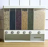 ОРГАЙЗЕР для сипких продуктів Assorted Grain Rice Bucket Диспенсер, з кнопкою дозатором для круп 6 секцій A SV227, фото 3