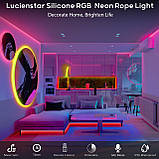 Світлодіодна стрічка Lucienstar Led Neon Rope Lights - 5M Flexible Led Neon Rope Lights Control з пультом дистанційного керування, фото 4