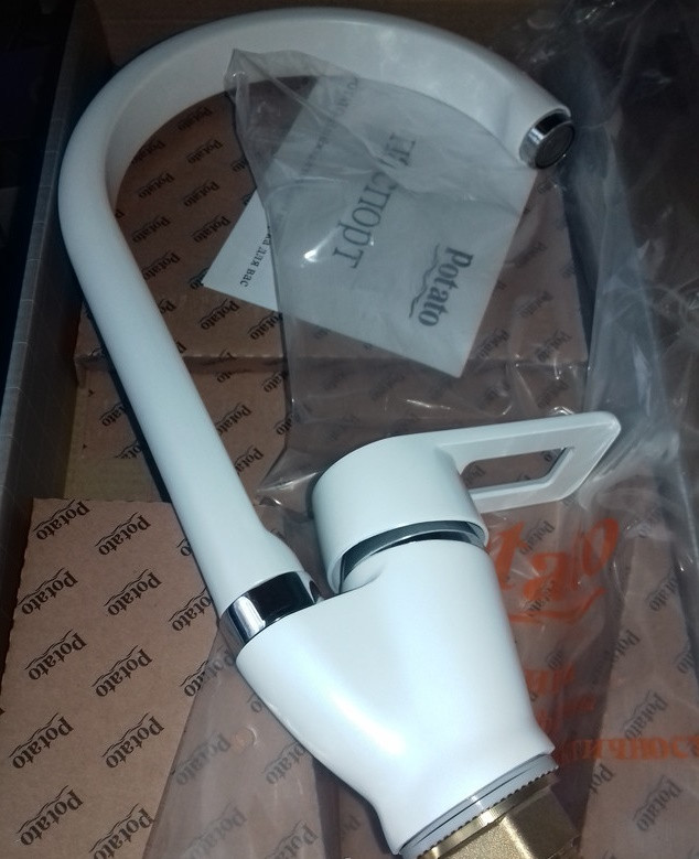 кран кухонний для гранітної мийки potato білий