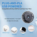 Настільний вентилятор TriPole USB, 3-швидкісний регульований настільний вентилятор з сильним вітром, міні-особистий вентилятор, фото 2