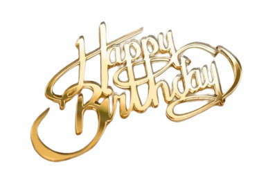 Дзеркальний золотий Топпер "Happy Birthday" №3, 1 шт., фото 1