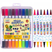 Набір двоколірних фломастерів 9 штук 18 кольорів 8059-18 в пластиковому боксі