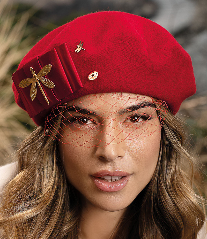 Стильний жіночий берет Willi "Frida" з декором бант у червоному кольорі., фото 1