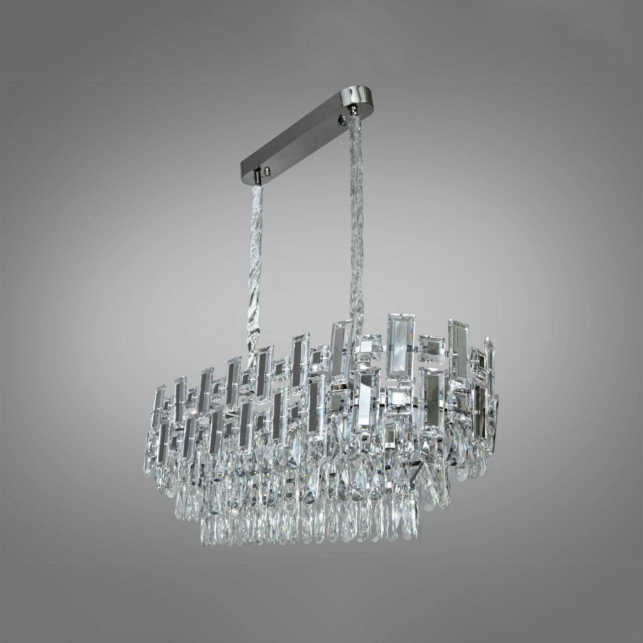 Сучасна кришталева люстра на 8 ламп Е14 колір каркасу хром D-3129/800x300CH