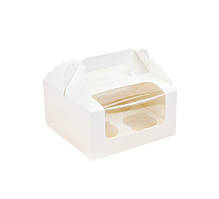 Коробки для кексів, мафінів, капкейків для 4 шт БІЛІ з вікном і ручкою (3 шт.)