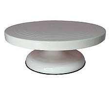 Стійка для торта обертова ПЛАСТИК (БЕЛАЯ) d 27 см, h 10 см