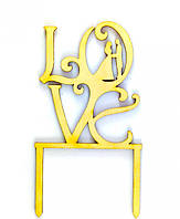 Топер дерев'яний LOVE 1 шт. для капкейків