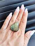 Лабрадор крапля камінь без оправи. Кабошон натуральний лабрадор 34*26*7,5 мм. Індія., фото 4
