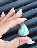 Лабрадор крапля камінь без оправи. Кабошон натуральний лабрадор 34*26*7,5 мм. Індія., фото 2
