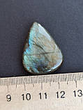 Лабрадор крапля камінь без оправи. Кабошон натуральний лабрадор 34*26*7,5 мм. Індія., фото 7