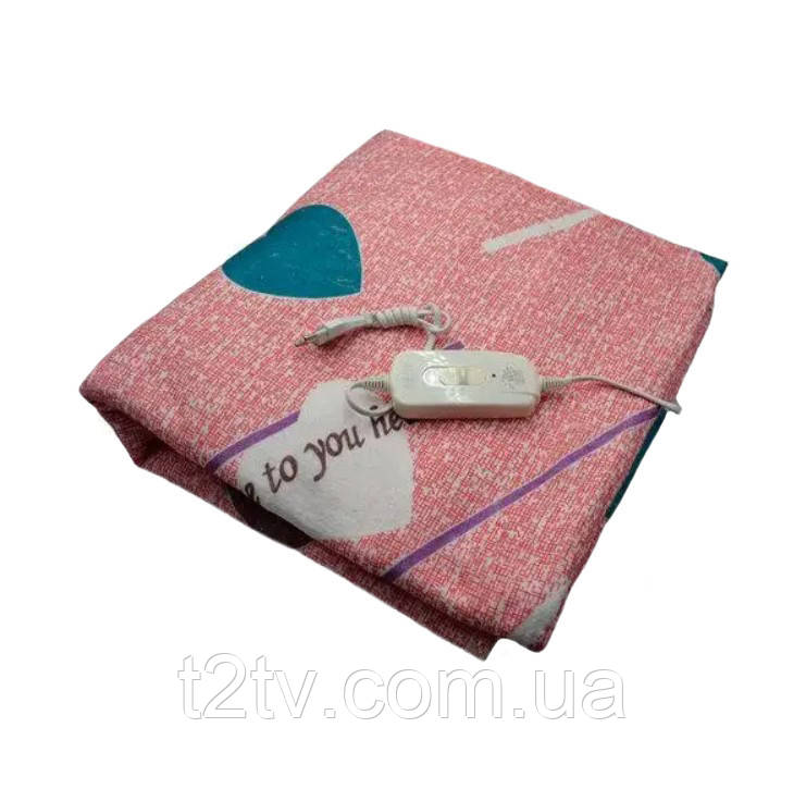 Електропростирадло Electric Blanket 7421 150х170 см, рожеве із сердечками
