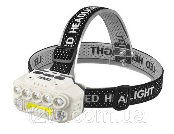 Ліхтар налобний BL HX-817 із сенсором 9070, чорно-білий, фото 1