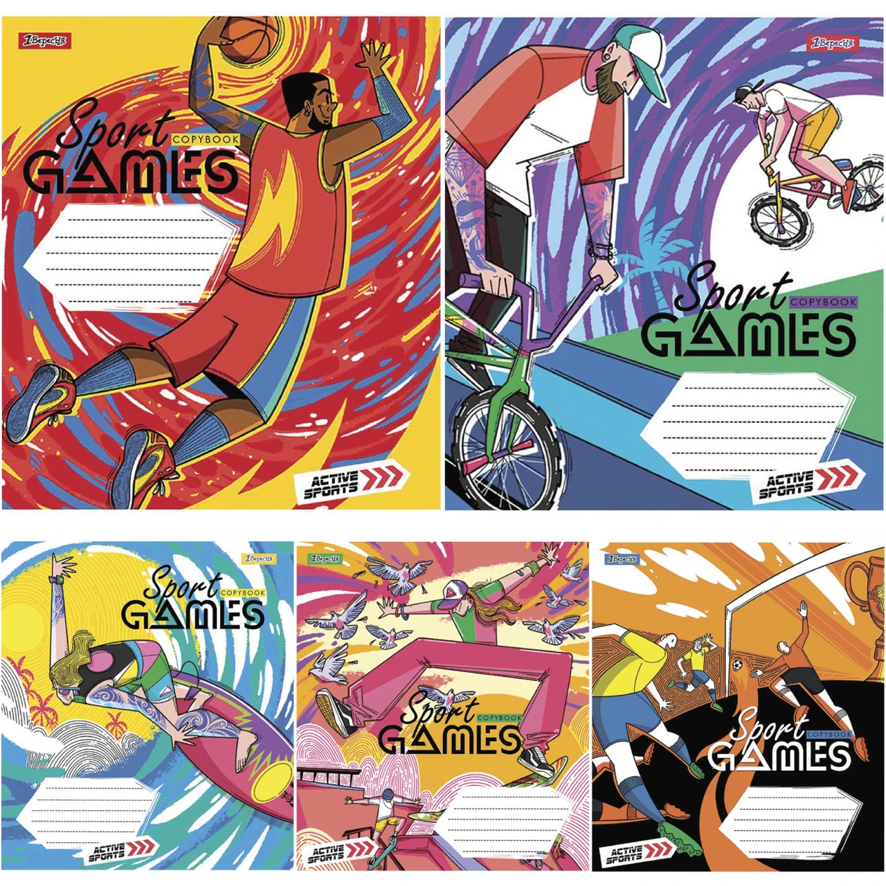 Зошит шкільний (А5, 36 аркушів, лінія) 1Вересня Sport games 766693