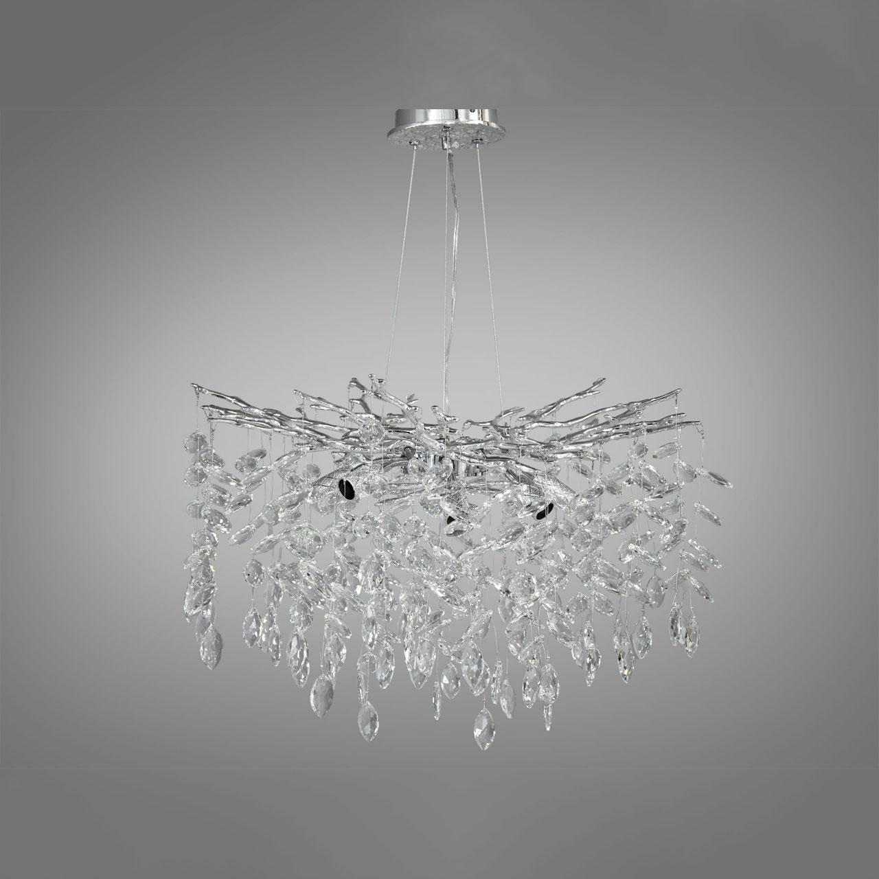 Сучасна кришталева люстра Гліцинія на 8 ламп G9 колір каркасу хром D-719-600CH, фото 1