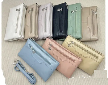 Гаманець сумочка жіноча 24*14 см на блискавці з довгим ремінцем зі штучної шкіри в різних кольорах Kabir