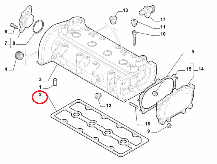Прокладка клапанної кришки 1,4 i Doblo 2009-, Арт. 027005P, 55194045, CORTECO
