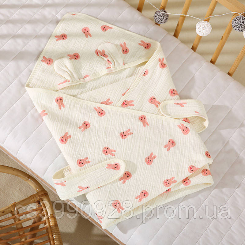 Полотенце с капюшоном (уголком) муслин 85*90 зайка - фото 1 - id-p2293356585