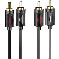 Кабель аудіо Hoco UPA29 2 RCA to 2 RCA red and white double lotus (1.5m) Black