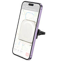 Автотримач Hoco H42 Crystal ring magnetic (air outlet) White