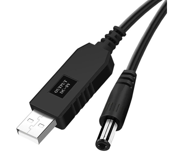 Кабель для роутера або модему USB to DC 5.5 x 2.1 мм підвищуючий до 9 В