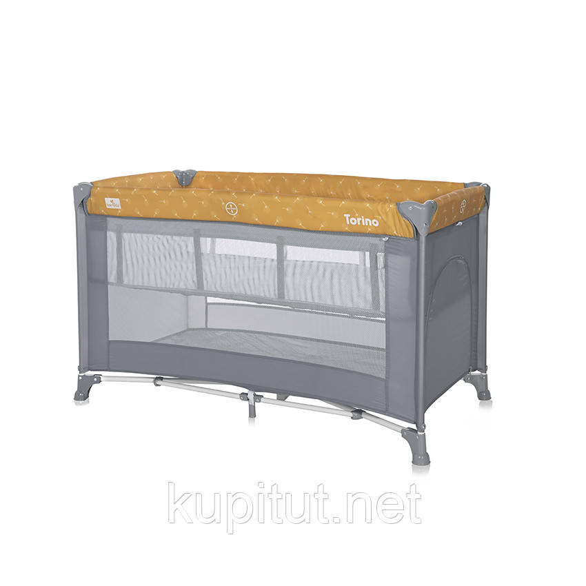 Ліжко-Манеж Lorelli Torino 2 Layer Fog Striped Elements Lemon Curry Floral, фото 1