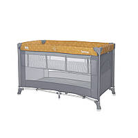 Ліжко-Манеж Lorelli Torino 2 Layer Fog Striped Elements Lemon Curry Floral