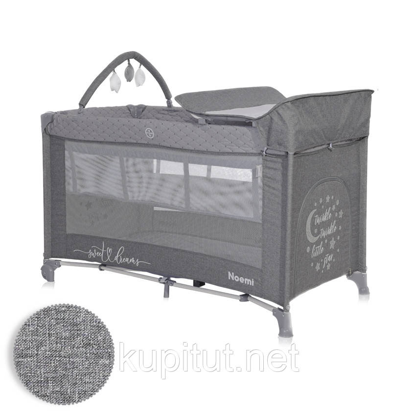 Ліжко-манеж Lorelli Noemi 2 Layers Plus Рожевий Cool Grey Star, фото 1