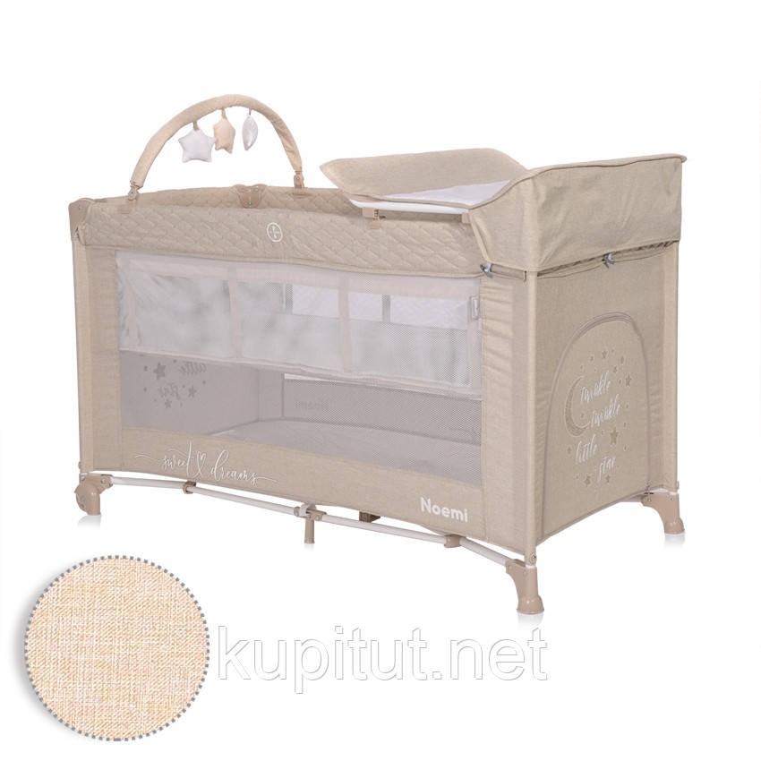 Ліжко-манеж Lorelli Noemi 2 Layers Plus Рожевий Fog Beige Star, фото 1