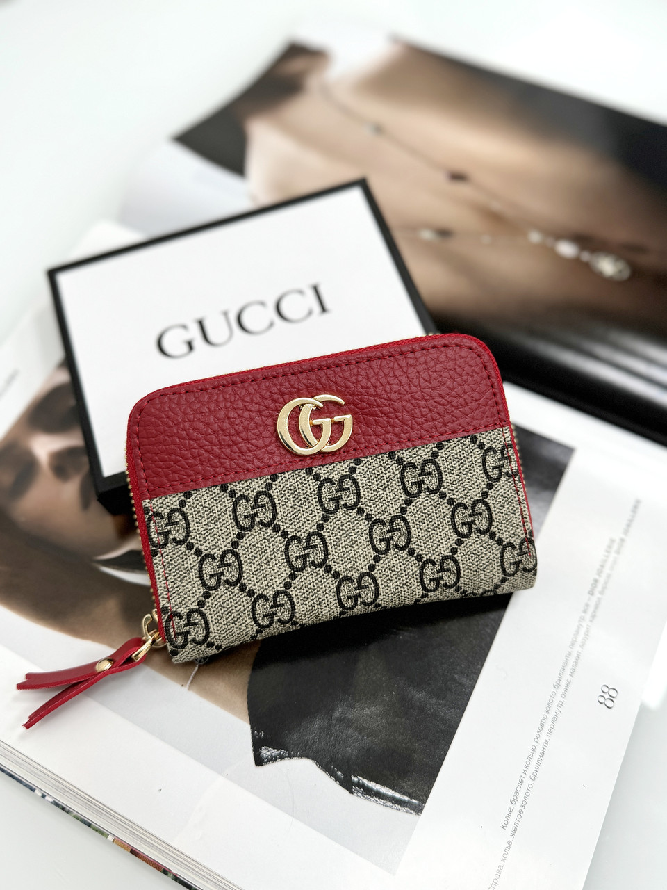 Гаманець Gucci жіночий Гуччі червоний міні