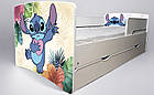 Ліжко для дівчинки Стіч з шухлядою на ламелях + захисний бортик, фото 5