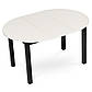 Розкладний круглий стіл Harry 102-142 см білий на чорних ніжках у вітальню, фото 7