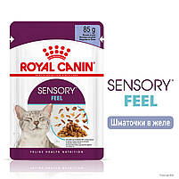 Вологий корм для дорослих котів ROYAL CANIN SENSORY FEEL JELLY шматочки у желе 85г, стимулює відчуття корму, 0.085 кг, фото 3