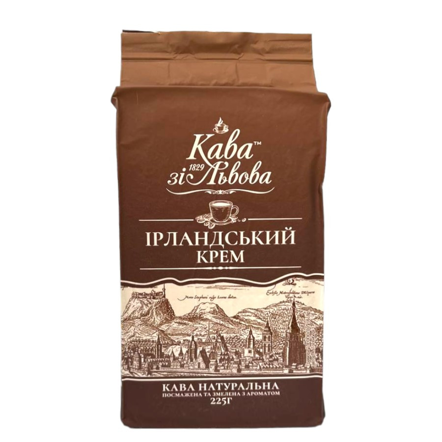 Кава по-львівськи мелена Кава зі Львова Ірландський крем 225 грамів у вакуумній упаковці, фото 1