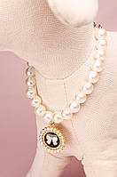 Намисто в стилі Chanel для собак S (чорне)