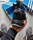 Кросівки чоловічі чорні шкіра + сітка 41 Adidas Boost, фото 4