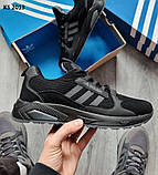 Кросівки чоловічі чорні шкіра + сітка 41 Adidas Boost, фото 2